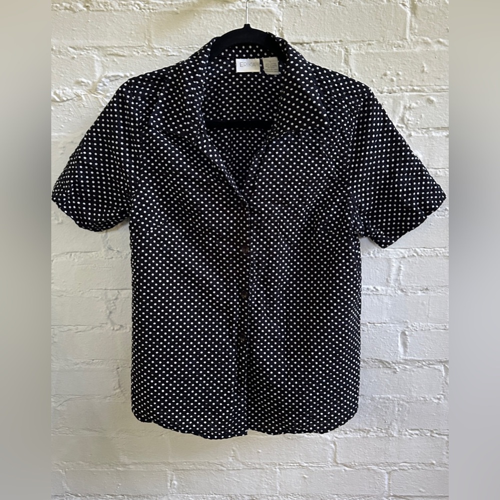 Cotton Black and White Polka Dot Button Down